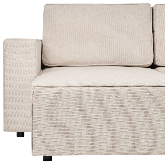 Divano letto a U in tessuto beige chiaro 4 posti pratico vano contenitore