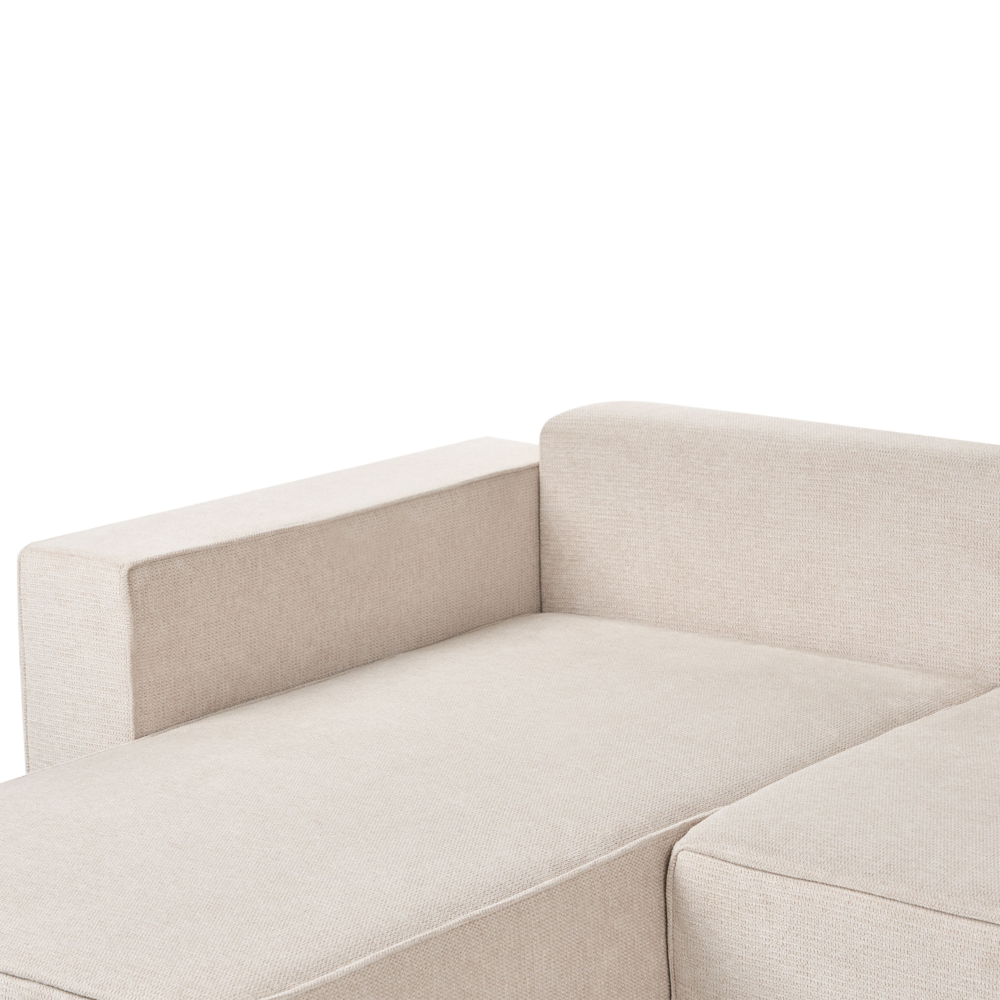 Divano letto a U in tessuto beige chiaro 4 posti pratico vano contenitore