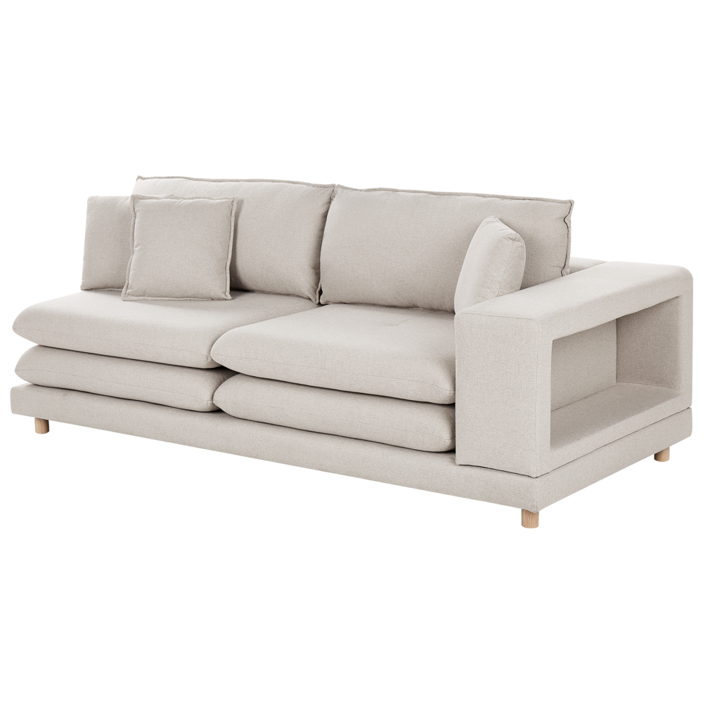 Divano moderno modulare a 2 posti imbottito tessuto poliestere beige chiaro con schienale imbottito stile moderno classico