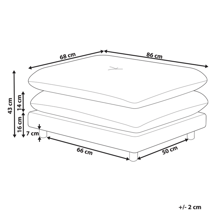 Pouf imbottito in tessuto di poliestere con cuscino Beige stile moderno