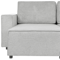 Divano letto a U in tessuto grigio chiaro 4 posti pratico vano contenitore