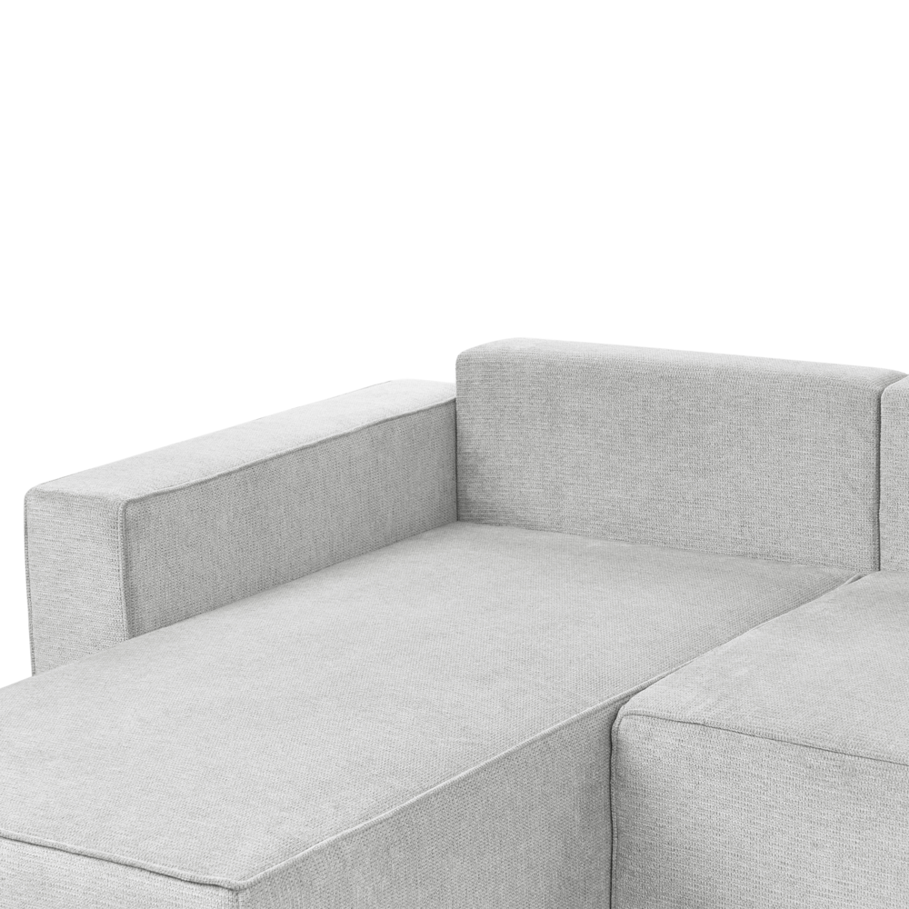 Divano letto a U in tessuto grigio chiaro 4 posti pratico vano contenitore