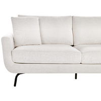 Divano a 3 posti in tessuto bianco sporco con gambe nere stile retro imbottito