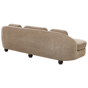 Divano a 3 posti gambe in tessuto marrone chiaro in legno con seduta spessa stile retro