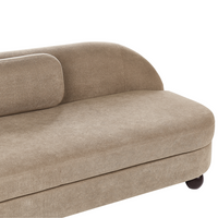 Divano a 3 posti gambe in tessuto marrone chiaro in legno con seduta spessa stile retro