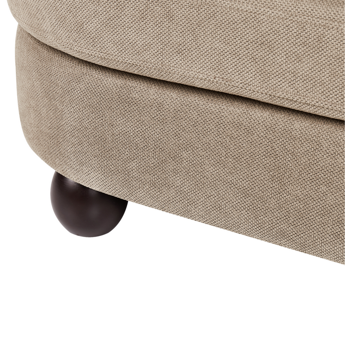 Divano a 3 posti gambe in tessuto marrone chiaro in legno con seduta spessa stile retro