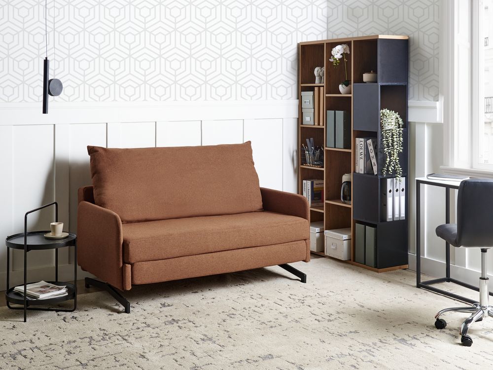 Divano letto rivestito in tessuto rosso 2 posti soggiorno moderno