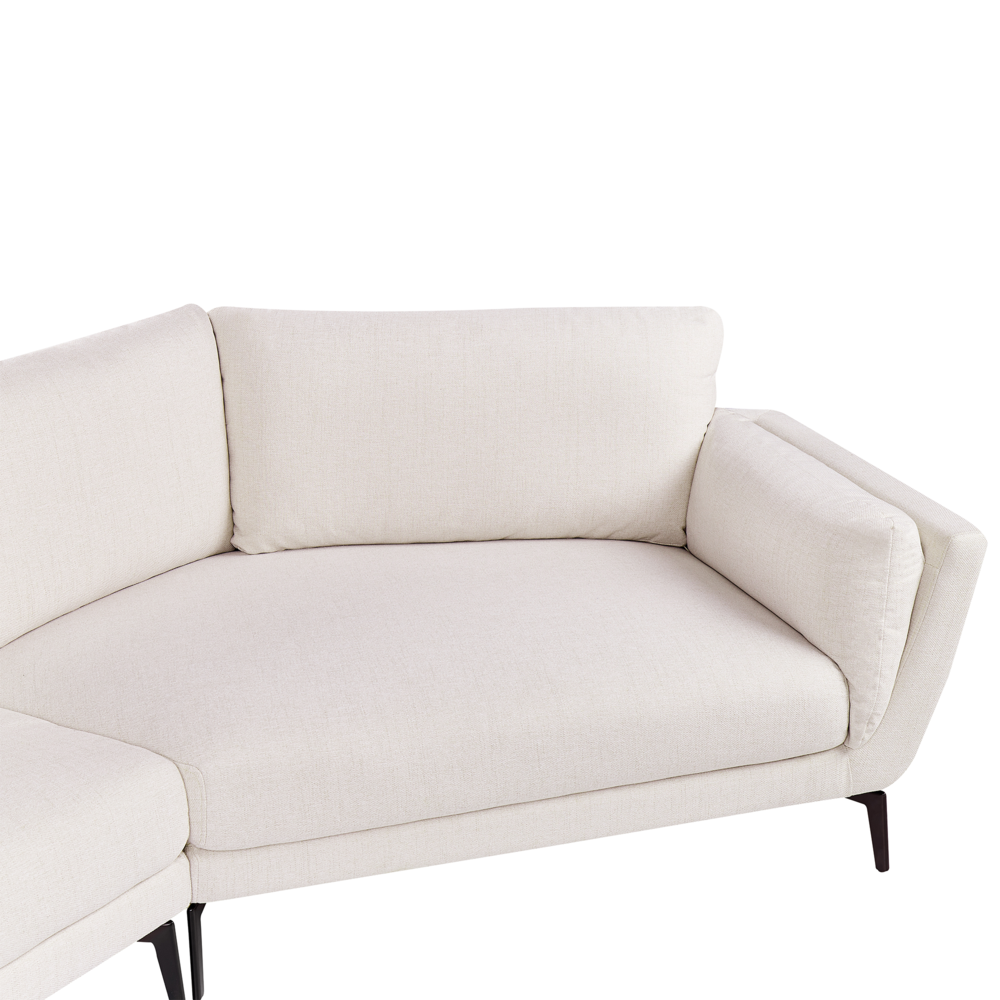 Divano a 3 posti in tessuto beige chiaro con schienale imbottito elegante moderno minimalista