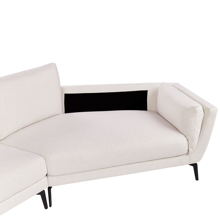 Divano a 3 posti in tessuto beige chiaro con schienale imbottito elegante moderno minimalista