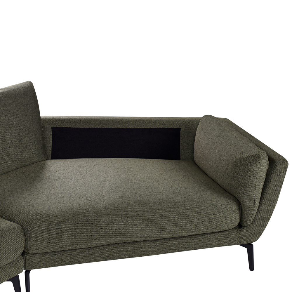 Divano a 3 posti in tessuto verde con schienale imbottito elegante moderno minimalista