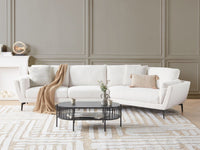 Divano a 3 posti in tessuto bouclè bianco con schienale imbottito elegante moderno minimalista