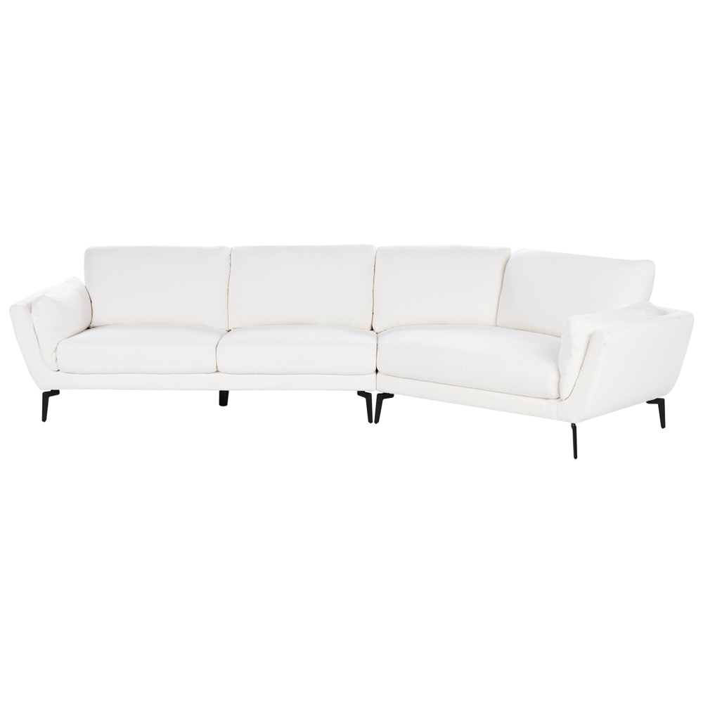 Divano a 3 posti in tessuto bouclè bianco con schienale imbottito elegante moderno minimalista