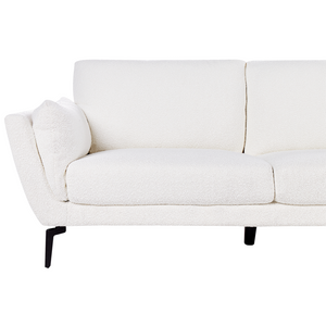 Divano a 3 posti in tessuto bouclè bianco con schienale imbottito elegante moderno minimalista