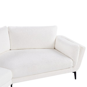 Divano a 3 posti in tessuto bouclè bianco con schienale imbottito elegante moderno minimalista