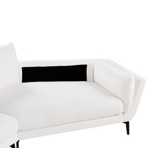 Divano a 3 posti in tessuto bouclè bianco con schienale imbottito elegante moderno minimalista