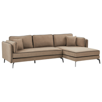 Divano 3 posti angolare regolabile lato sinistro in tessuto marrone chiaro stile moderno design classico