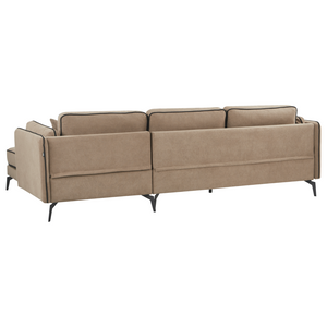 Divano 3 posti angolare regolabile lato sinistro in tessuto marrone chiaro stile moderno design classico