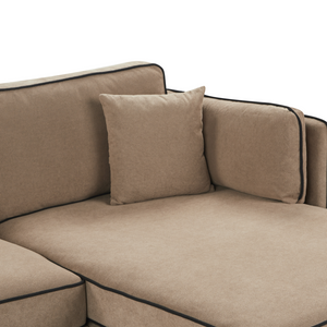 Divano 3 posti angolare regolabile lato sinistro in tessuto marrone chiaro stile moderno design classico