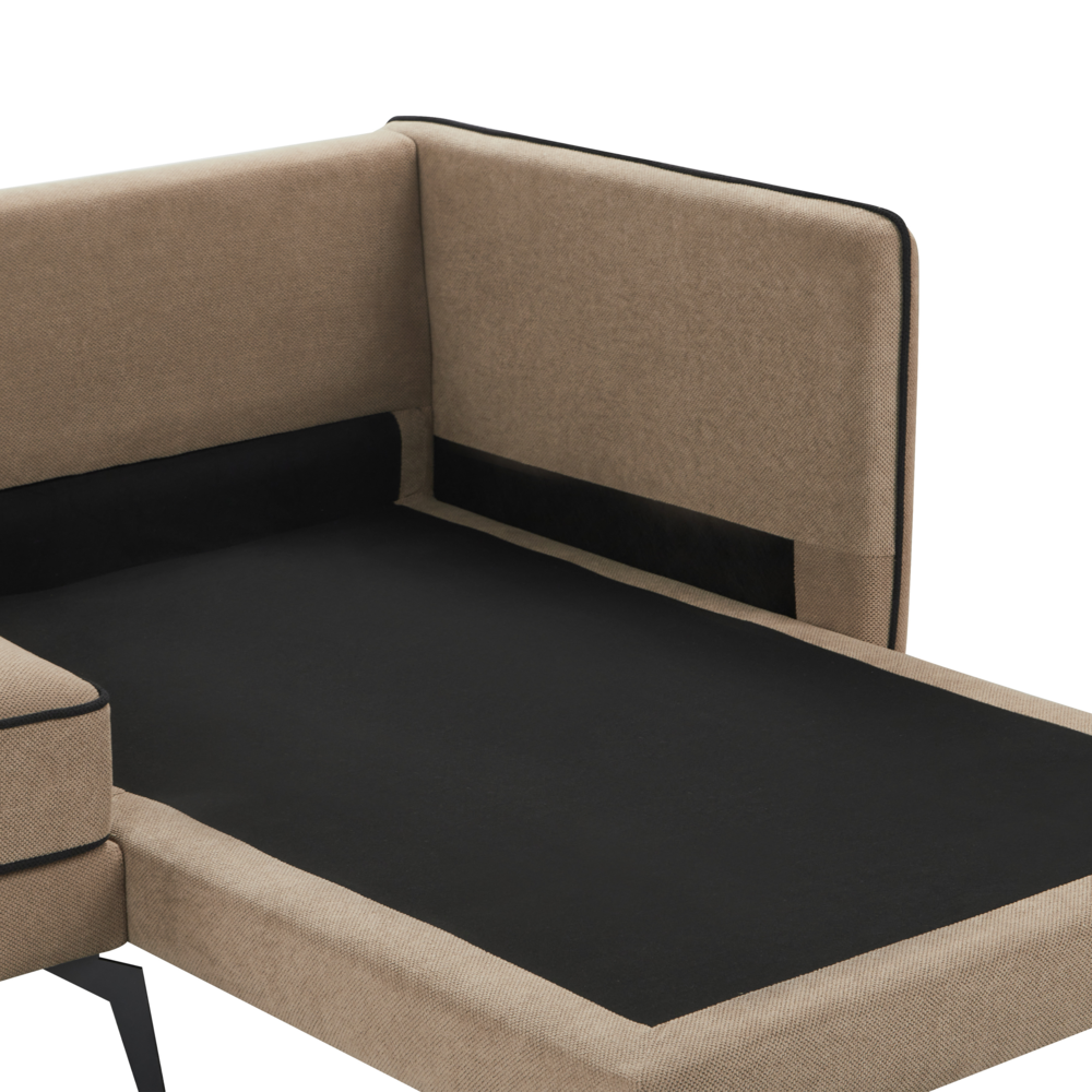 Divano 3 posti angolare regolabile lato sinistro in tessuto marrone chiaro stile moderno design classico