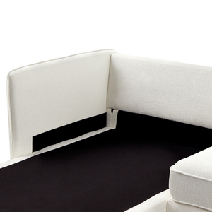 Divano angolare destro Bianco sporco Boucle Gambe in metallo Schienale a cuscino Cuscini sparsi Design moderno