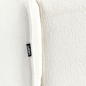 Divano angolare destro Bianco sporco Boucle Gambe in metallo Schienale a cuscino Cuscini sparsi Design moderno