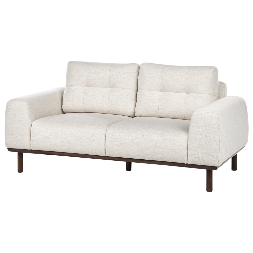 Divano a 2 posti in tessuto Beige chiaro Soggiorno in stile moderno Gambe in legno scuro