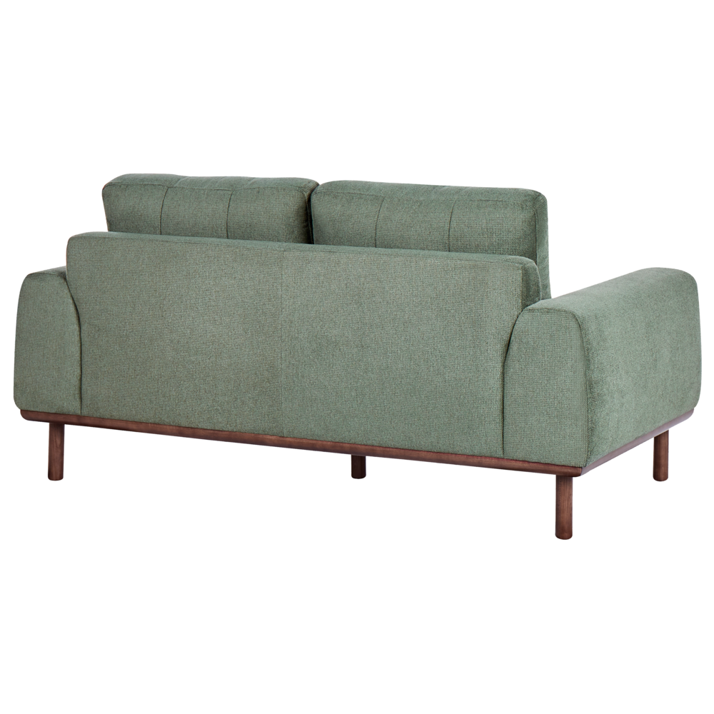 Divano a 2 posti in tessuto Verde Soggiorno in stile moderno Gambe in legno scuro