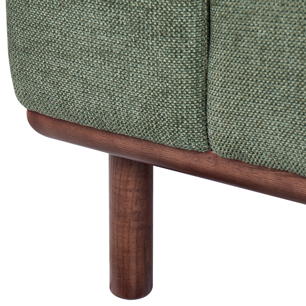 Divano a 2 posti in tessuto Verde Soggiorno in stile moderno Gambe in legno scuro