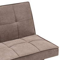 Divano letto in tessuto marrone a 3 posti con imbottitura trapuntata Letto per ospiti senza braccioli con chiusura a scatto