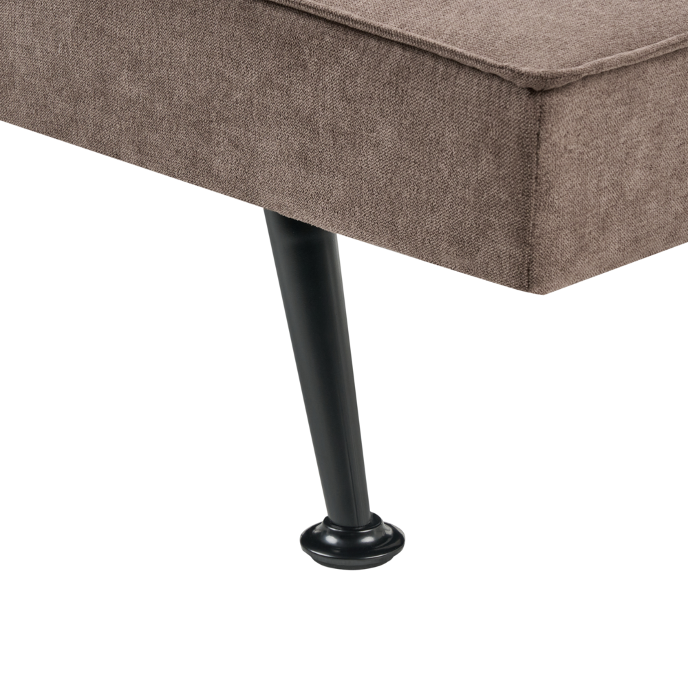 Divano letto in tessuto marrone a 3 posti con imbottitura trapuntata Letto per ospiti senza braccioli con chiusura a scatto