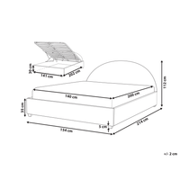 Letto contenitore matrimoniale imbottito tessuto bianco sporco retrò minimalista 140 x 200