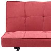 Divano letto in tessuto rosso a 3 posti con imbottitura trapuntata Letto per ospiti senza braccioli con chiusura a scatto