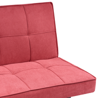 Divano letto in tessuto rosso a 3 posti con imbottitura trapuntata Letto per ospiti senza braccioli con chiusura a scatto