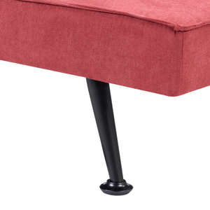 Divano letto in tessuto rosso a 3 posti con imbottitura trapuntata Letto per ospiti senza braccioli con chiusura a scatto