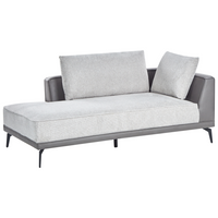 Divano angolare destro Grigio Poliestere Ecopelle Gambe Acciaio Cuscini Soggiorno