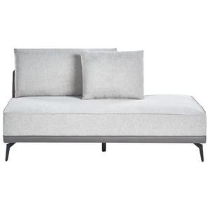 Divano angolare destro Grigio Poliestere Ecopelle Gambe Acciaio Cuscini Soggiorno