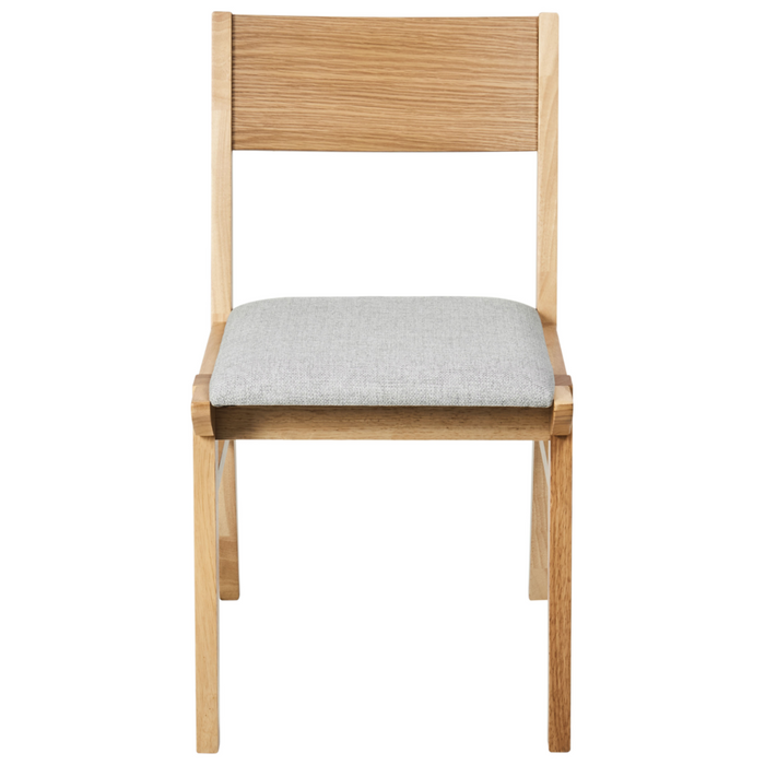 Set di 2 sedie da pranzo in tessuto grigio senza braccioli Struttura in legno massiccio chiaro tradizionali retrò Seduta