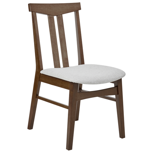 Set di 2 sedie da pranzo in tessuto grigio con struttura in legno massiccio scuro tradizionali retrò senza braccioli