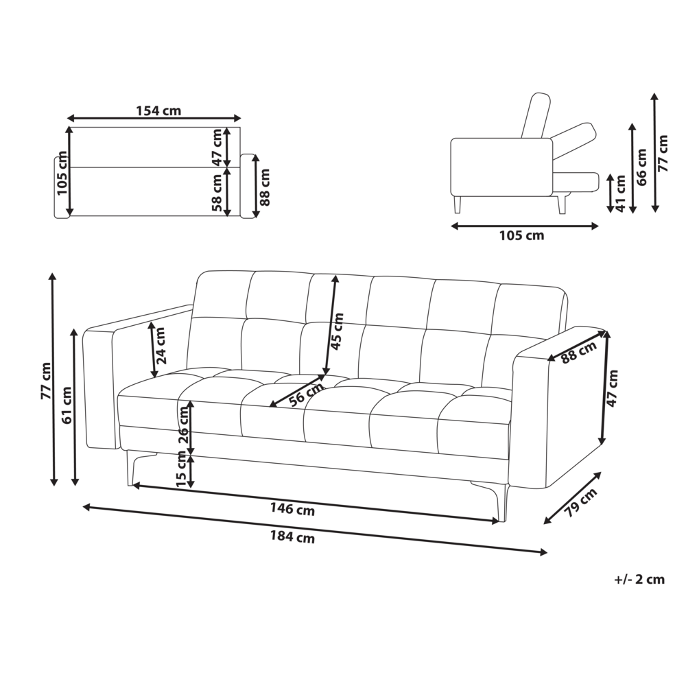 Divano in velluto rosso Rivestimento in tessuto Schienale reclinabile 3 posizioni