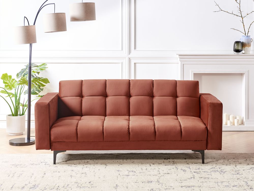 Divano in velluto rosso Rivestimento in tessuto Schienale reclinabile 3 posizioni