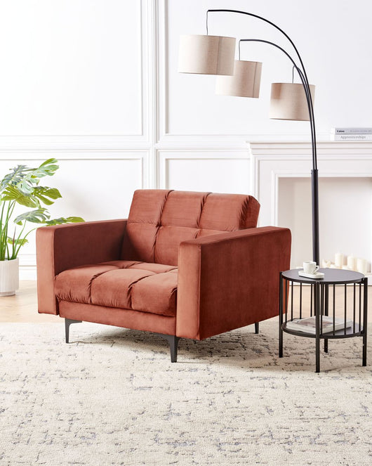 Poltrona in velluto rosso Rivestimento in tessuto Schienale reclinabile 3 posizioni