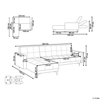 Divano angolare destro con ottomana Rivestimento in tessuto di velluto rosso Schienale reclinabile 3 posizioni Click-Clack