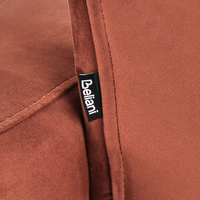 Divano angolare sinistro in tessuto vellutato rosso Schienale reclinabile 3 posizioni Click-Clack