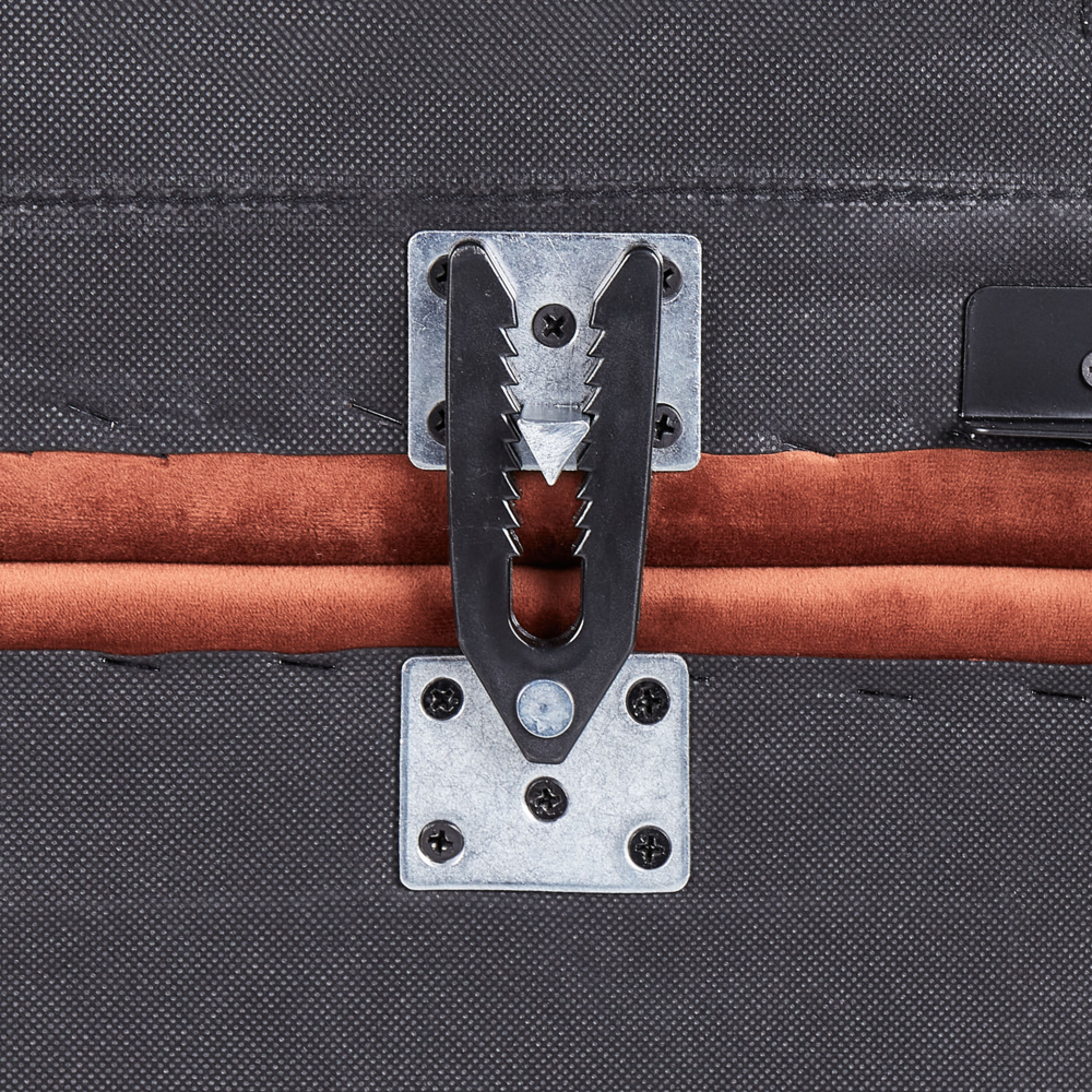 Divano angolare sinistro in tessuto vellutato rosso Schienale reclinabile 3 posizioni Click-Clack