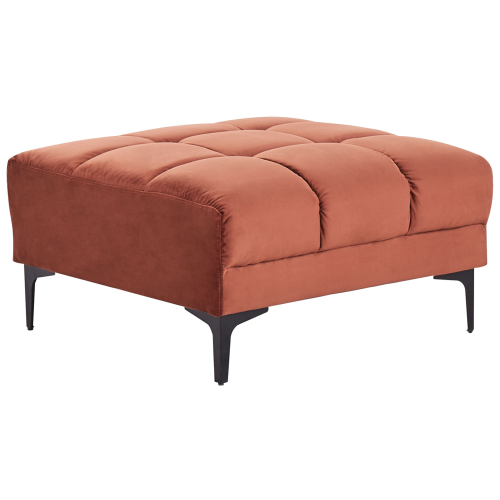 Divano angolare sinistro con ottomana Rivestimento in tessuto velluto rosso Schienale reclinabile 3 posizioni Click-Clack