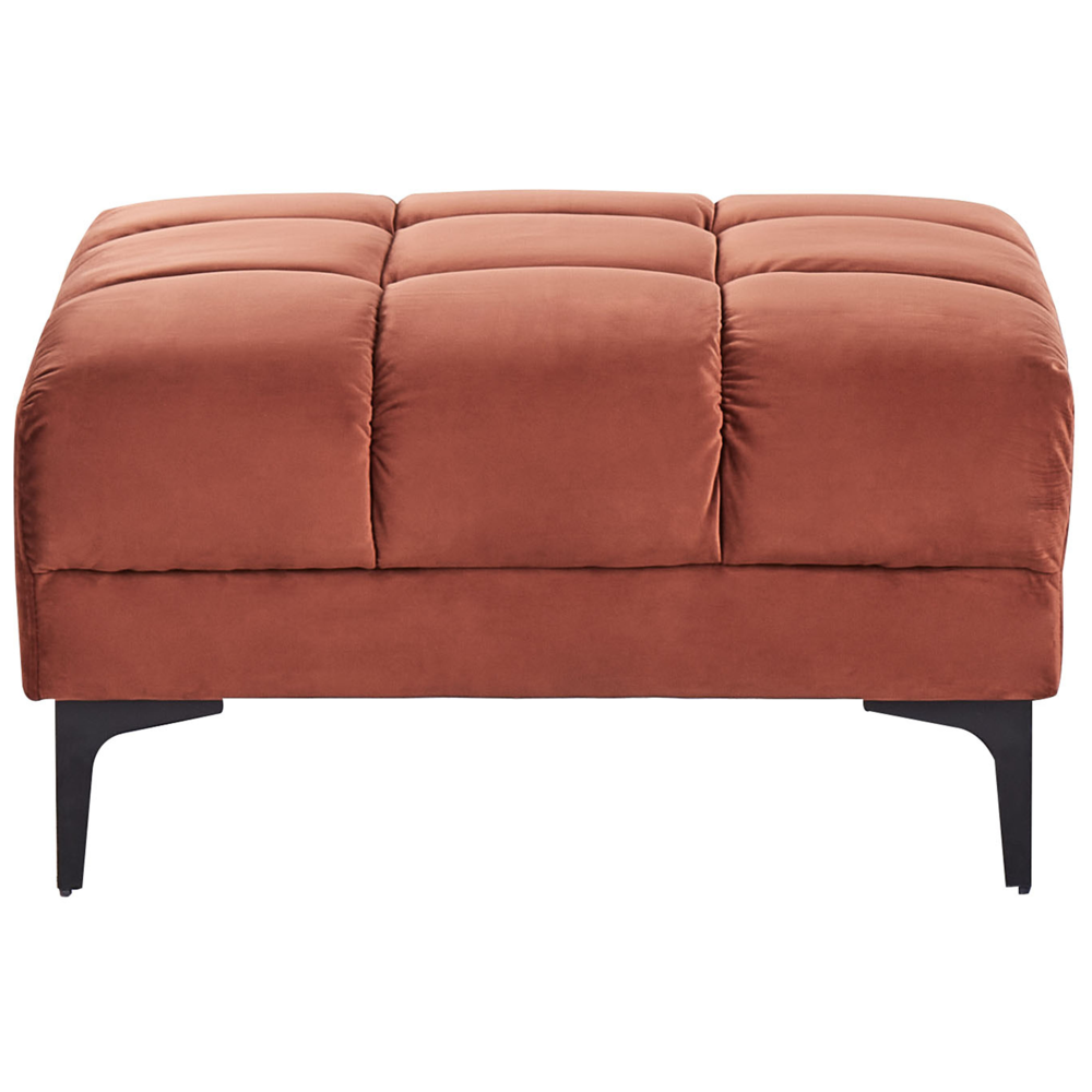 Divano angolare sinistro con ottomana Rivestimento in tessuto velluto rosso Schienale reclinabile 3 posizioni Click-Clack