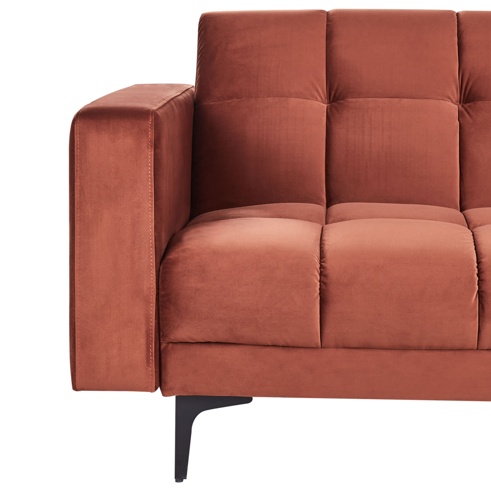 Divano 5 posti a U Rivestimento in tessuto velluto rosso Schienale reclinabile 3 posizioni Click-Clack