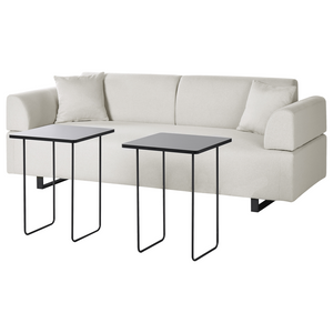 Divano con tavolini Beige Poliestere 3 posti Braccioli e schienale rimovibili con 2 tavolini laterali