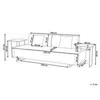 Divano con tavolini Nero Poliestere 3 posti Braccioli e schienale rimovibili con 2 tavolini laterali