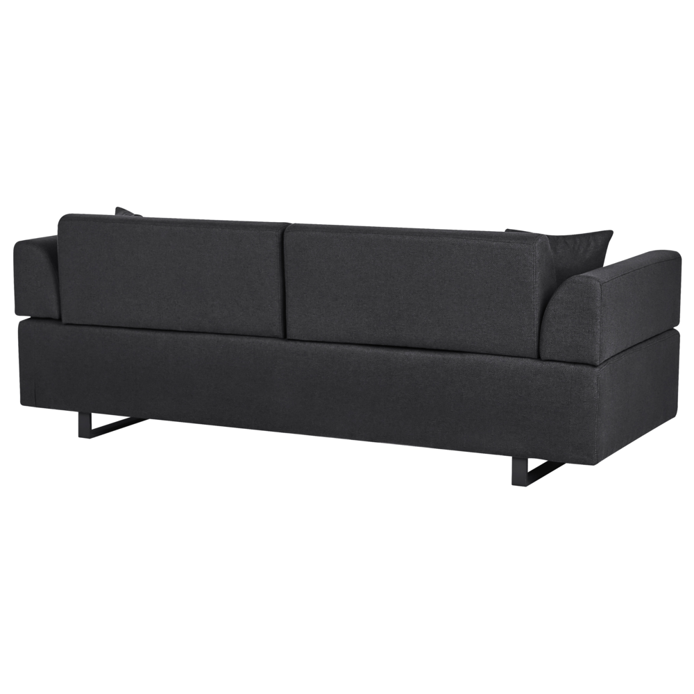 Divano con tavolini Nero Poliestere 3 posti Braccioli e schienale rimovibili con 2 tavolini laterali